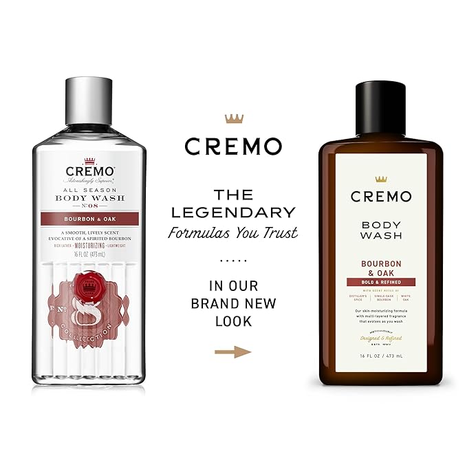 Cremo Rich-Lathering Bourbon &amp Oak Body Wash A Sophisticated Blend of Distillers Spice16 Fl Oz (2-Pack) Packaging may vary