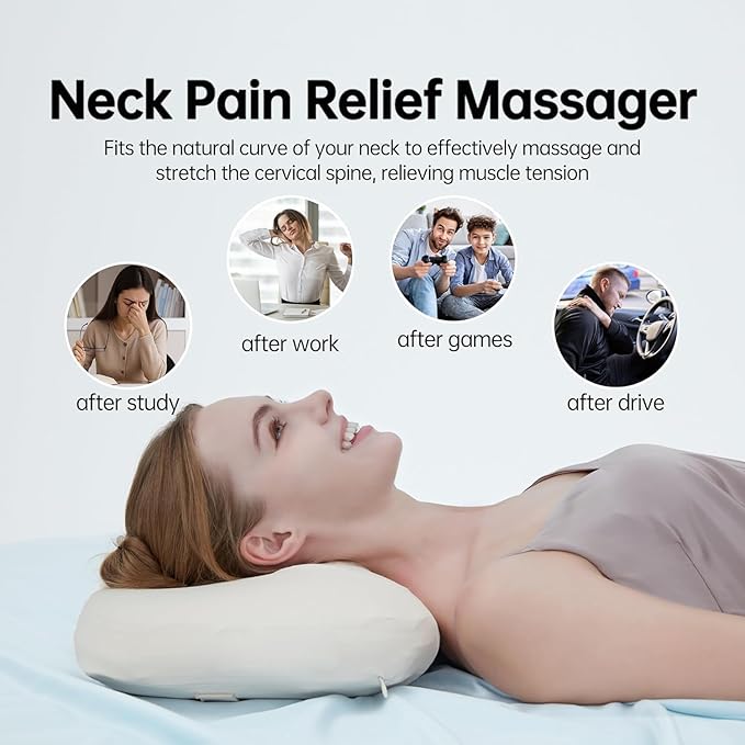 Neck Massager Pillow for Pain Relief deep Tissue Shiatsu Neck and Shoulder Massager with HeatCordless Massage PillowIdeal Gifts for Mom Dad Women Men (Cream)