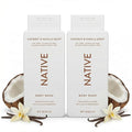 Native Body Wash 2 Pack Coconut Vanilla Sulfate Free Paraben Free Natural Moisturizing Shower Gel for Women and Men 18 oz Each
