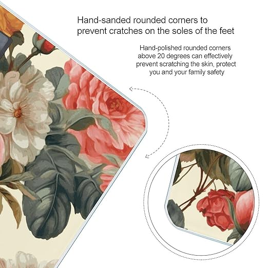 Vintage Floral Weight Scale Large Bathroom Scales Digital Weight with Bright LED Display Non Slip Automatic Weighing Scale Fashion Weighing Machine for Body