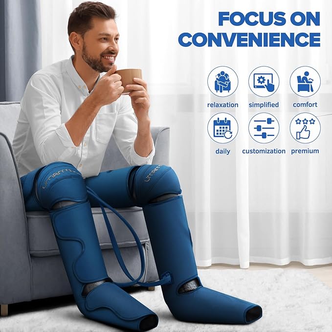 Air Compression Leg Massager with Heat - Ideal Christmas Mother's Day and Father's Day Gifts for Men Women Dad Mom - Relieves Foot and Knee Pain Eases Varicose Veins Cramps Swelling and Edema