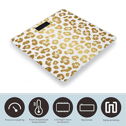 Automatic Switch Digital Bathroom Weighing Scale Smart Scale for Body Weight Cheetah Gold Leopard Print