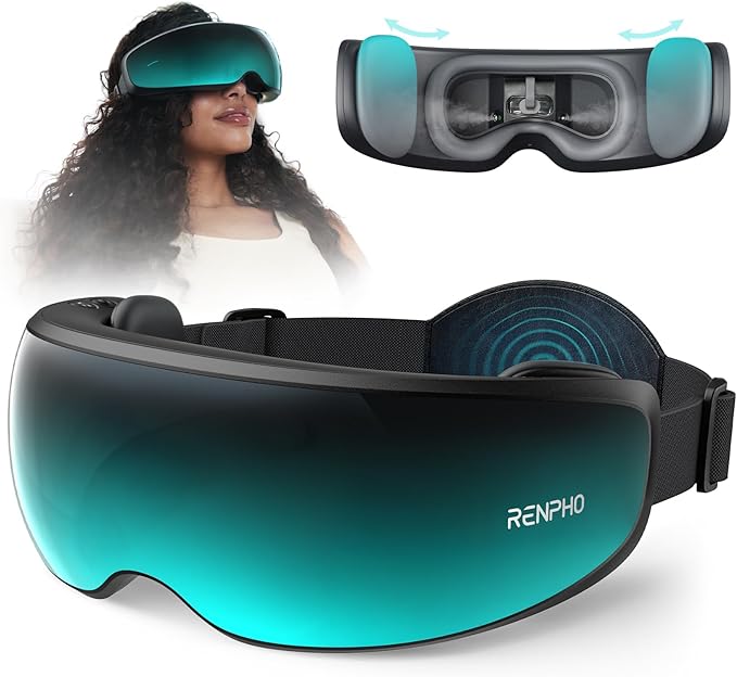 RENPHO Eye Massager with Mist &amp Temple Massage Birthday Gifts for Women Men Mom HerFSA Eligible HSA Temple Massager for MigrainesHead Circumferences 21.7in to 27.5in Eyeris Caligo