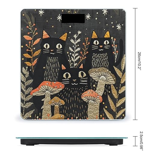 Cats and Mushrooms Scale for Body Weight Digital Bathroom Scale Accurate Smart Weight Scales with Large Display Weighing Machine High Precision Scales