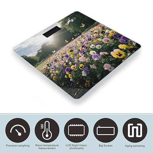 Pansy Perfection Weight Scale Large Digital Bathroom Scales with Bright LED Display Non Slip Digital Scale and Step On Fashion Weighing Machine for Body
