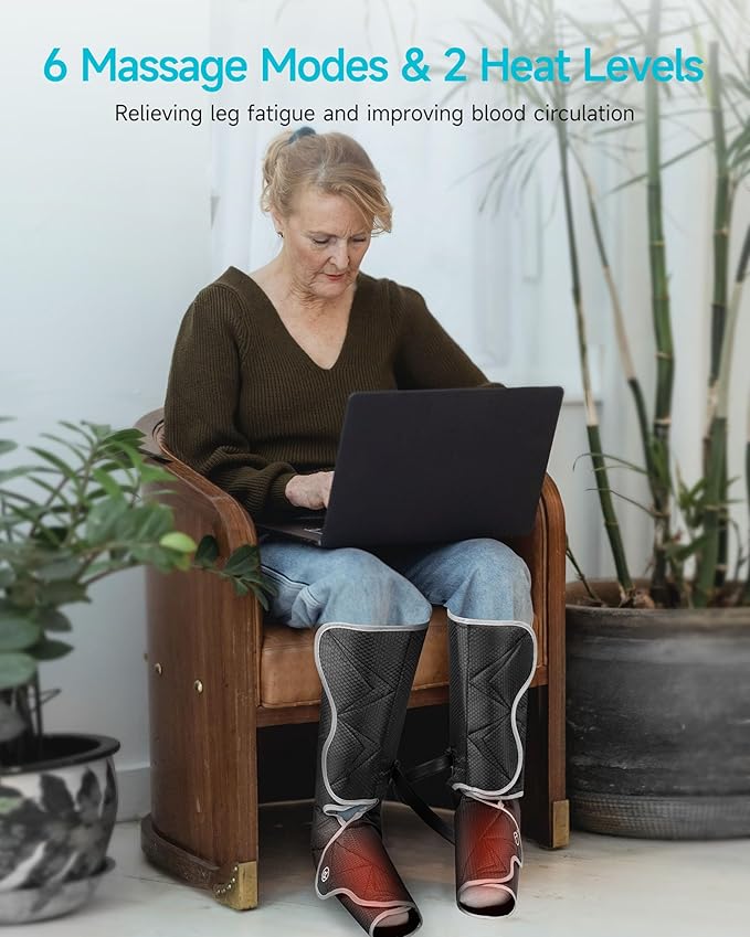 ALLJOY Gifts for Men Women Leg Massager for Circulation and Pain Relief FSA Leg Massager with Heat and Compression 6 Modes 3 Intensities 2 Heat Levels