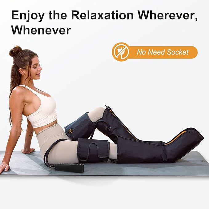 QUINEAR Advanced Full Leg Air Compression Massage Leg and Foot Massager with Remote Foot Calf &amp Thigh Massager for Swollen Legs