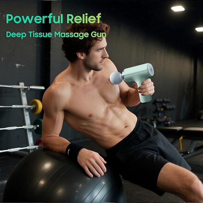 Massage Gun with Heat – Amazing Power! Deep Tissue Percussion Massager Handheld Mini Muscle Gun 7 Massage Heads Quiet &amp Portable