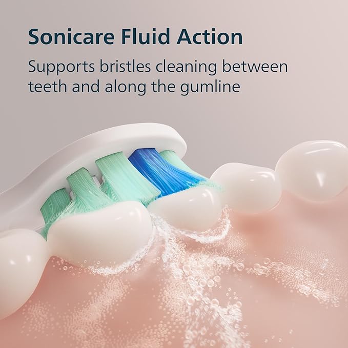 Philips Sonicare 4100 Series Electric Toothbrush - Sonic Toothbrush with Advanced Sonic Technology Pressure Sensor Two Intensity Settings Smartimer &amp Quadpacer White Model HX3681/23