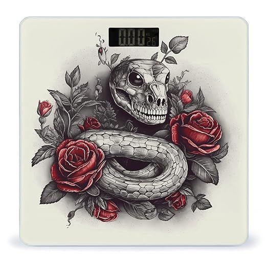 Red Rose on Snake Scale for Body Weight Accurate Digital Bathroom Scale Toughened Glass High Precision Scales Smart Weight Scales with Large LCD Backlight Display Weighing Machine