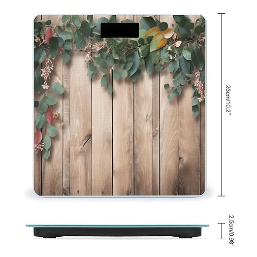 Leaves Floral on Rustic Wood Scale for Body Weight Precision Bathroom Weighing Scales with Back Lit LCD Display Sturdy Tempered Glass Body Weight Scales Digital Bathroom Scale 400lb
