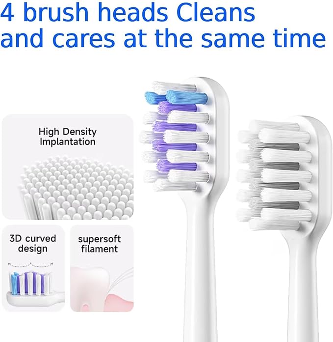 X1 Sonic Electric Toothbrush for Adults - Sweeping &amp Vibrating Rechargeable 4 Brush Heads 5 Cleaning Modes 60-Day Battery Life &amp IPX7 Waterproof Design (White)