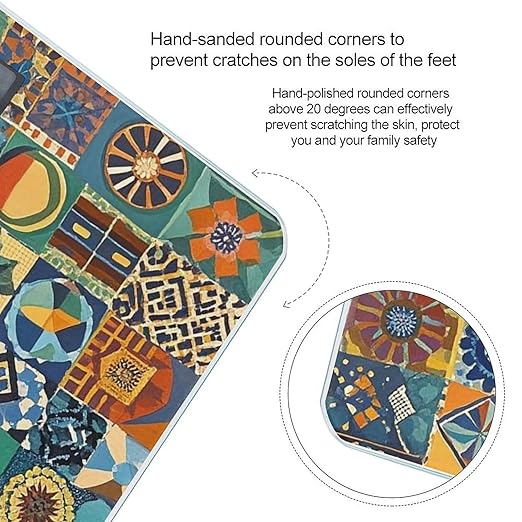 African Style Patchwork Scale for Body Weight Accurate Digital Bathroom Scale Toughened Glass High Precision Scales Smart Weight Scales with Large LCD Backlight Display Weighing Machine