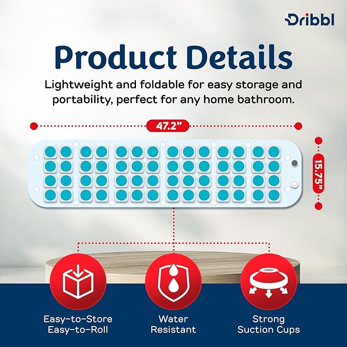Dribbl Electric Bubble Massage Bathtub Mat – Non-Slip Full-Body Waterproof Hot Tub Spa Mat for Bath with Heater Motorized Air Pump and Remote Control 6-Speed Adjustable Massage Aqua