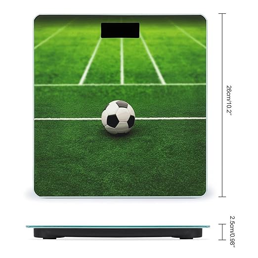 Green Grass Field Soccer Playground The Ball Weight ScaleClear LED Display Bathroom Digital Weighing ScaleTempered Glass Digital Bathroom Scale for Body Weight Capacity Up to 400 Lbs