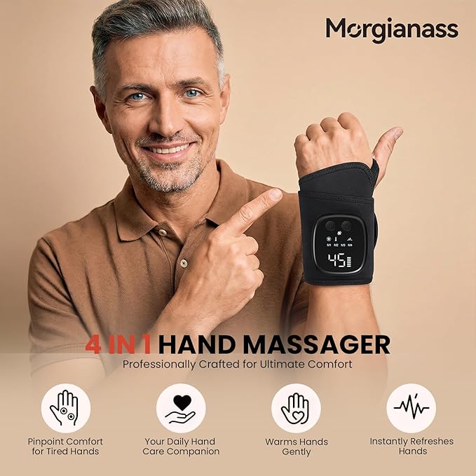 4 in 1 Cordless Hand Massager for Hand &amp Wrist Relaxation Rechargeable &amp Portable Comfortable Soothing Massage Experience Ideal Gift for Men Women