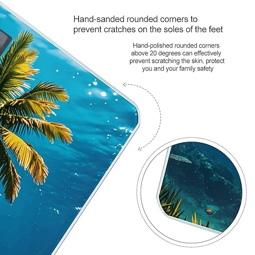 Palm Trees and Sea Turtles Diving Underwater Scale for Body Weight Highly Accurate Digital Bathroom Electronic Weighing Machine for People LCD Display Large Size Tempered Glass for Safe Home Use