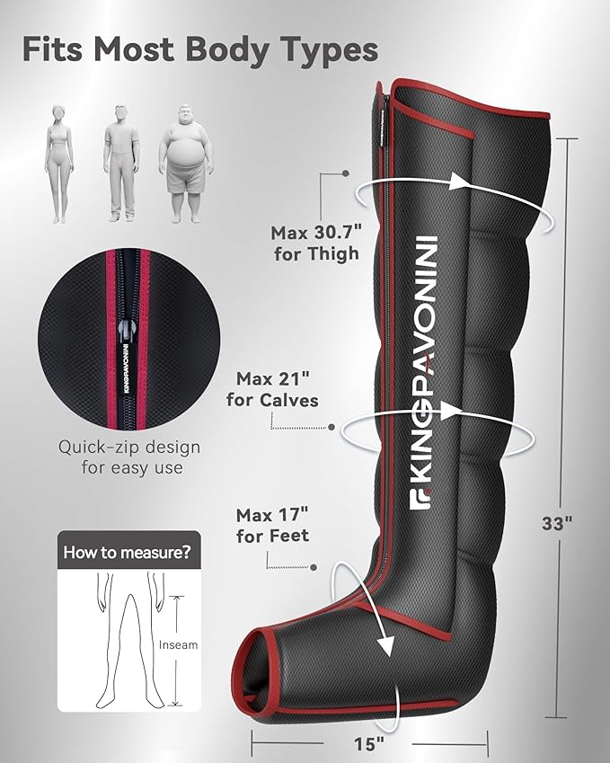 KingPavonini Leg Compression Massager for Circulation Professional Air Compression Boots Sequential Full Leg Massager for Circulation and Pain Relief FSA Recovery Boots for Athletes Men Women