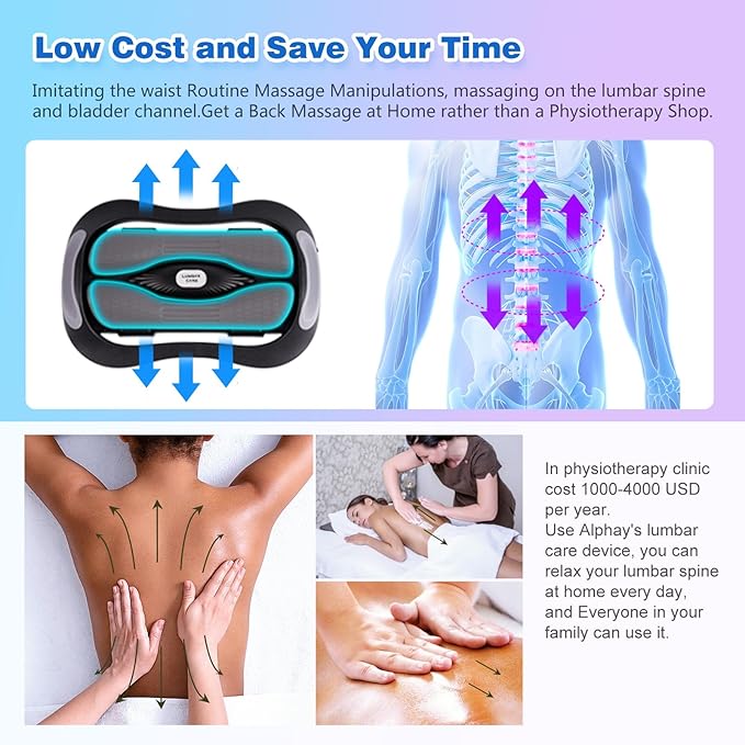 ALPHAY Electric Lumbar Traction DeviceLower Back Traction Device with Dynamic Stretching 3 Levels of Vibration and Thermal Therapy Low Back Pain Relief