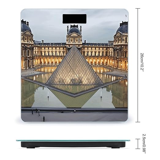Louvre Museum in Paris Weight Scale for Body Weight Digital Bathroom Scale High Capacity Accurate Digital Weighing Scales and Easy-to-Read on Backlit LCD Display Scales