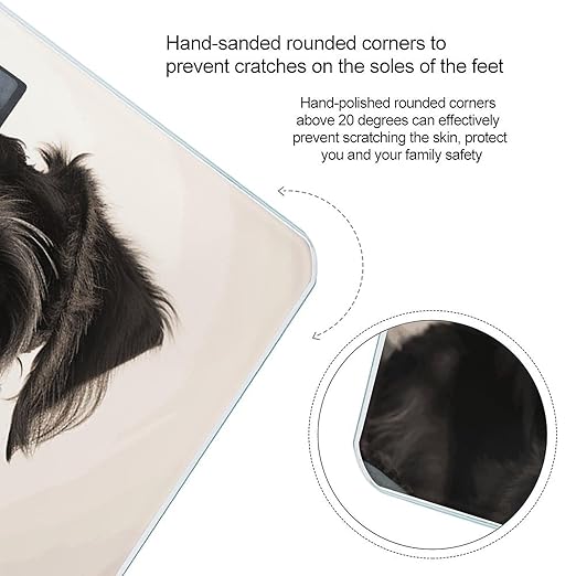 Cute Schnauzer Bathroom Scale for Body Weight Bathroom Digital Electronic Weighing Scale with Back Lit LED Display Sturdy Tempered Glass Weight Watchers Scales 400lb