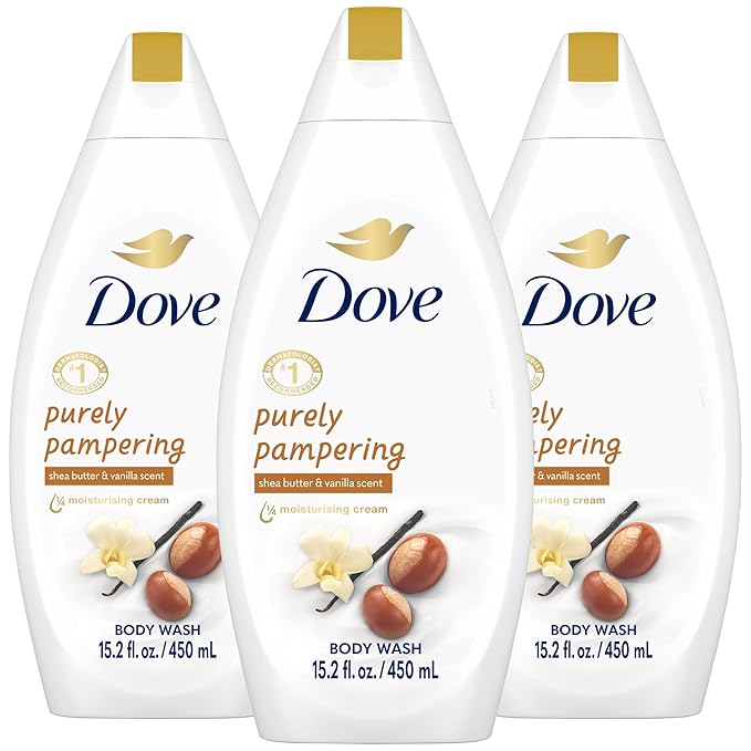 Dove Body Wash 3-Pack – Purely Pampering Shea Butter &amp Warm Vanilla for Softer Smoother Skin 15.2 Oz Ea
