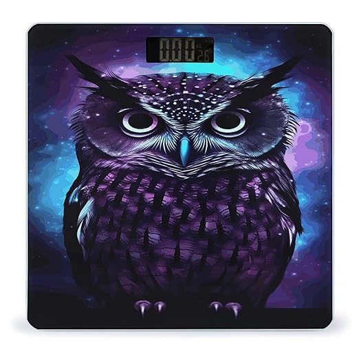 Purple Owl Scale for Body Weight Sturdy Tempered Glass Weighing Scales with LCD Display Accurate Digital Bathroom Scale Convenient Body Fat Smart Scales 400lb