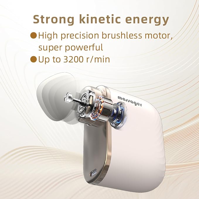 EK-Mi2 Portable Mini Massage Gun – Deep Tissue Muscle Massager for Body Neck &amp Shoulder Quiet Handheld Percussion Therapy Rechargeable Lightweight Professional Massager
