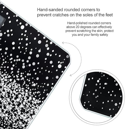 Black White Glitter Scale for Body Weight Digital Bathroom Scale Toughened Glass High Precision Scales for Body Weight with Large LCD Backlight Display Weight Scales