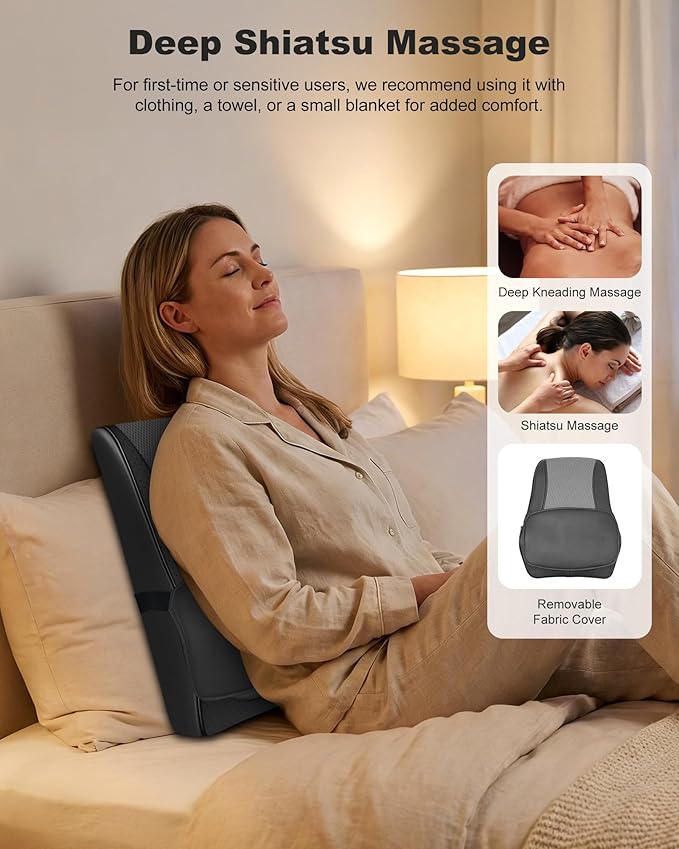 Snailax Cordless Shiatsu Neck Massager with Heat &amp Vibration Back Neck Shoulder Massager for Pain Relief Deep Tissue 4D Kneading Back Massage Pillow Rechargeable Portable Massage