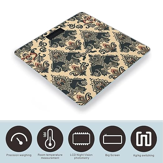 Asian Elephants Scale for Body Weight Accurate Digital Bathroom Scale Toughened Glass High Precision Scales Smart Weight Scales with Large LCD Backlight Display Weighing Machine