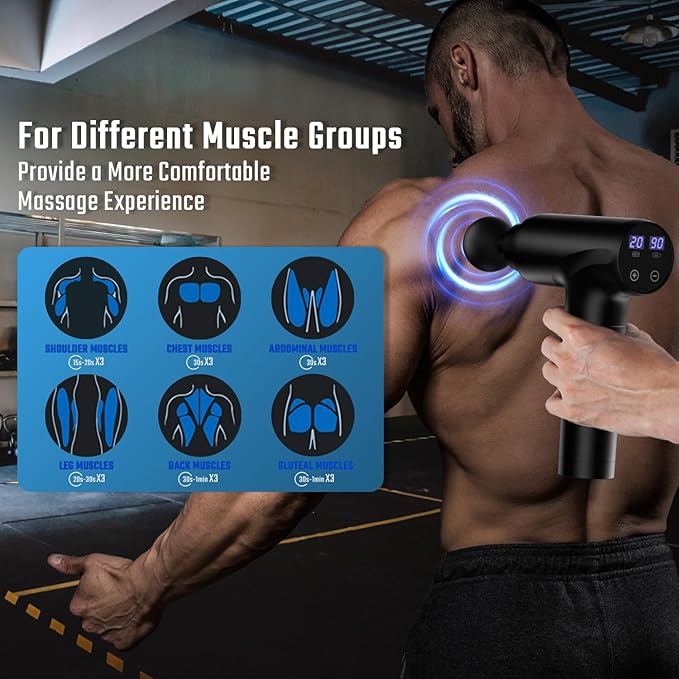 cotsoco Massage Gun Muscle Massage Gun Deep Tissue Back Massager for Pain Relief 20 Speeds Handheld Electric Massager Tool with Silent Brushless Motor Suitable for Gym Office Home Travel