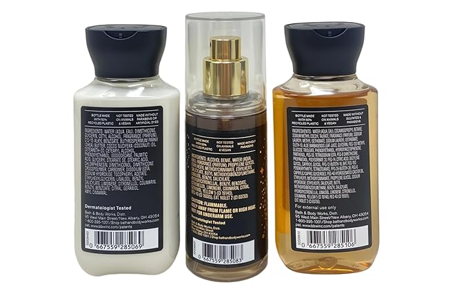 Bath &amp Body Works Into The Night - Fine Fragrance Mist - Body Lotion and body Wash with a Peach Gardenia Sample Soap - Travel size