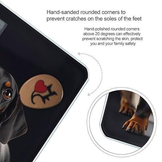 I Love My Dog Dachshunds Scale for Body Weight Digital Bathroom Scale Toughened Glass High Precision Scales for Body Weight with Large LCD Backlight Display Weight Scales