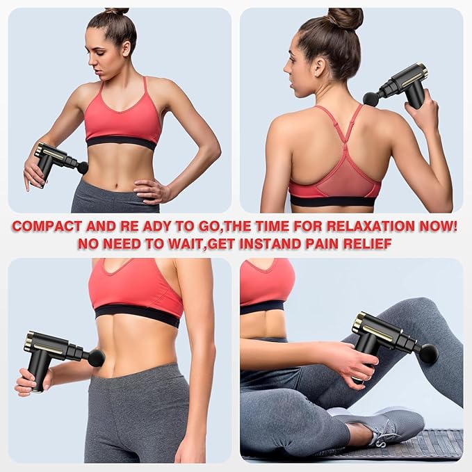 Massage Gun Deep Tissue for Athletes Percussion Muscle Massager with 12 Speed 4 Massage Gun Head for Back Neck Body