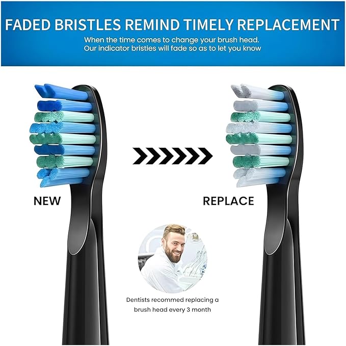 Replacement Toothbrush Heads Compatible with COSOUL Electric Toothbrush Soft Bristle Nozzles Deeply Clean(4PCS Black)