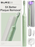 SURI 2.0 New Sonic Electric Toothbrush with Pressure Sensor &amp UV-Cleaning Travel Case | 1 Month+ Battery | Electric Toothbrush for Adults | Travel Toothbrushes | Tooth Brush | Green