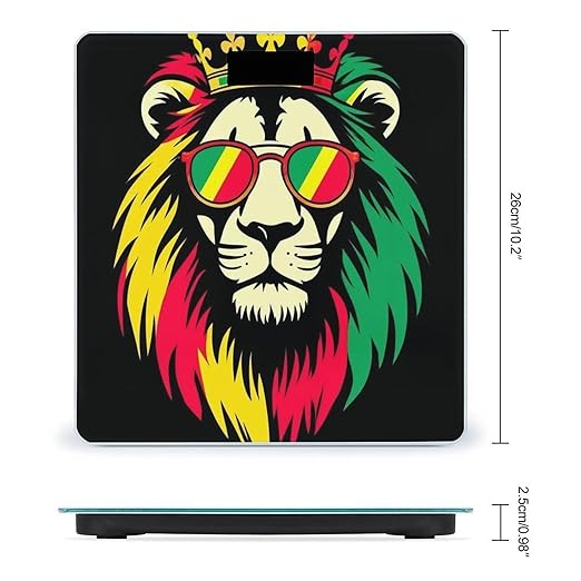 Women's Digital Bathroom Weighing Scale Automatic Switch Energy Saving Scale Smart Scale for Body Weight Reggae King Rasta Flag Lion Black