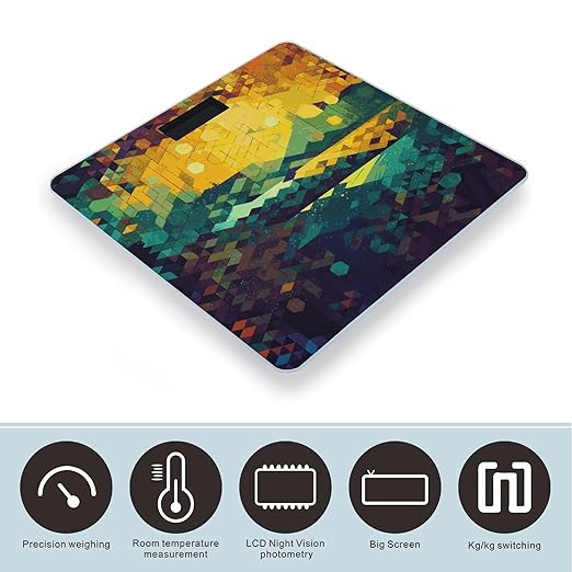 Shiny Hexagon Scale for Body Weight Anti-Slip Digital Bathroom Scale Sturdy Toughened Glass Weighing Scales High Precision Safe Rounded Corners Smart Scales