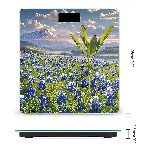 Bluebonnets Scenery Scale for Body Weight Accurate Digital Bathroom Scale Toughened Glass High Precision Scales Smart Weight Scales with Large LCD Backlight Display Weighing Machine