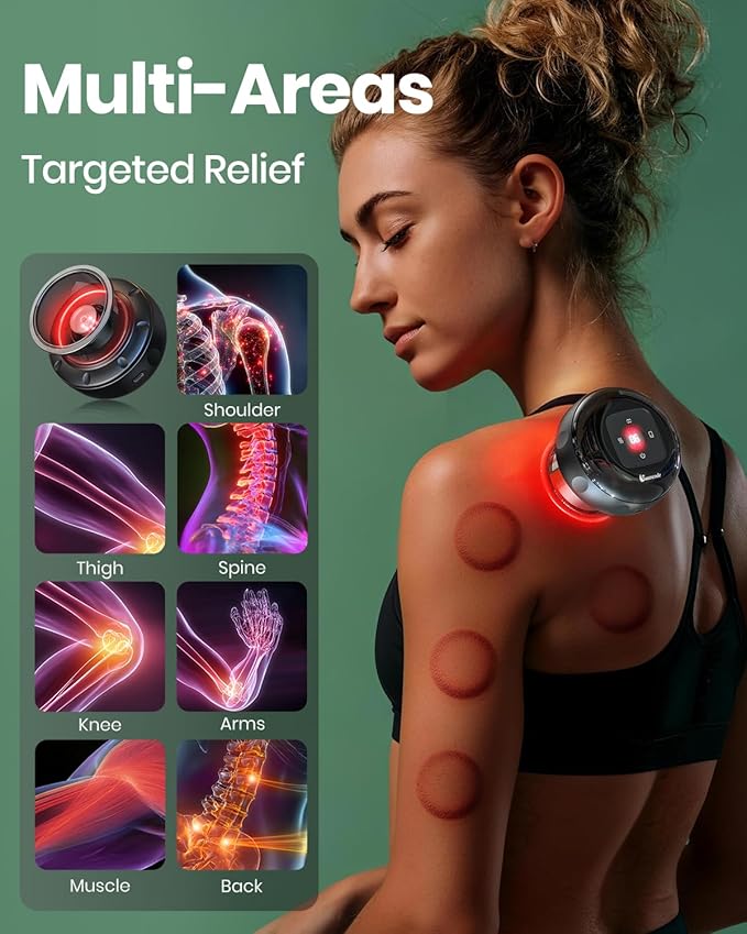1 Pack 5-in-1 Smart Cupping Therapy Massager Electric Cupping Device with Red Light Dynamic Cupping Therapy Set with 12-Level Suction &amp Heat Cupping Machine for Muscle Pain Relief Knots Soren