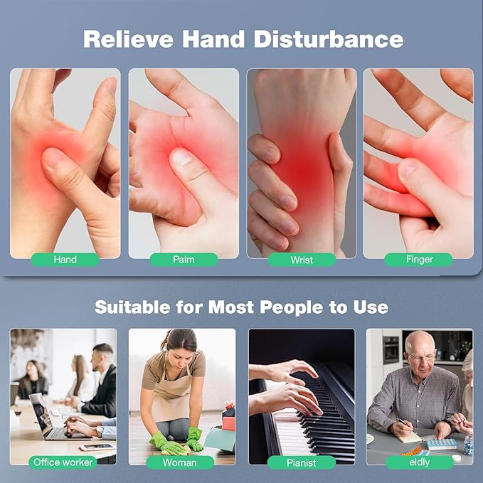 Hand Massager with Heat and Compression Hand Massage for Arthritis and Carpal Tunnel Relief 6 Modes Pressure Point Therapy Blowing Wrist Massager Finger &amp Palm Kneading Gifts for Mom Dad