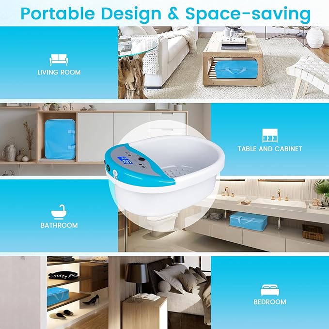 Ionic Foot Bath Detox Machine Ion Foot Spa Cleanse Machine to Remove Toxins Foot Bath Soak Tub Kits with Heat Waist Belt 2 Super Arrays 100 Basin Liners