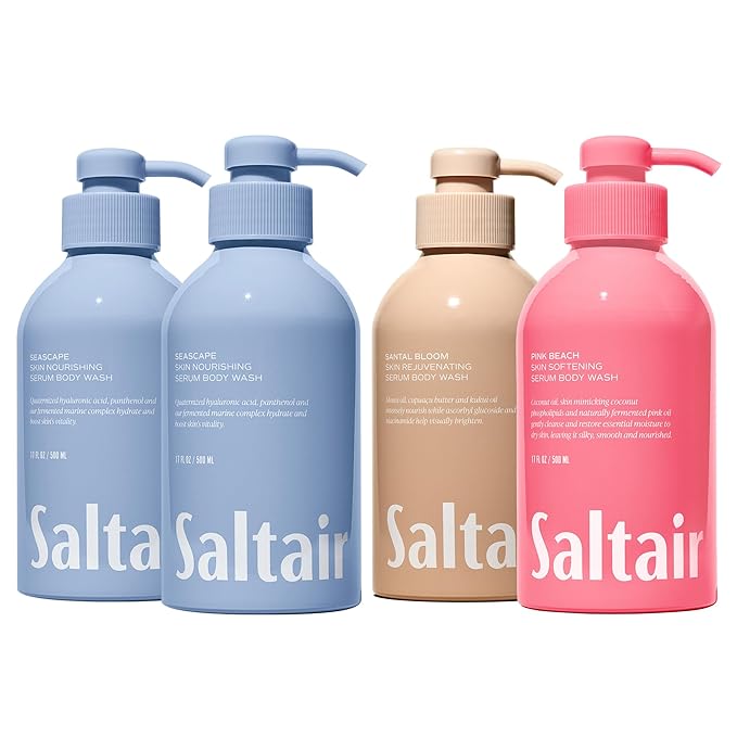 Saltair Body Wash Bundle – Seascape &amp Signature Scents 2-Pack Each | Hydrating Body Cleanser with Monoi Oil &amp Cupuacu Butter for Women and Men