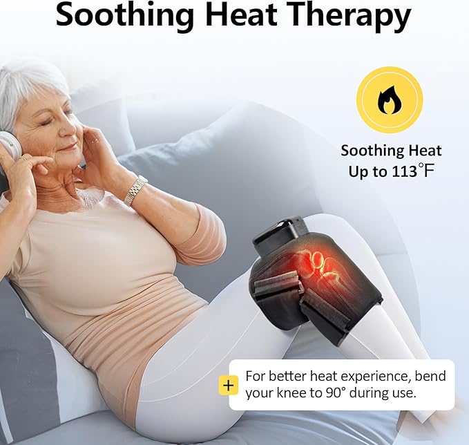 Comfytemp Air Compression Therapy Device K1006 Cordless Knee Massager for Circulation and Pain Relief FSA Eligible HSA Heated Massage Wrap with 3 Modes &amp Intensities Ideal for Men Women Seniors