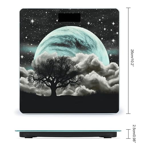 Starry Night Black Tree Art Scale for Body Weight Highly Accurate Digital Bathroom Scale Sturdy Tempered Glass Weighing Scales with LCD Display Fashion Body Fat Smart Scales 400lb