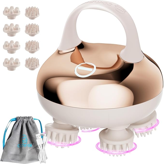 COMFIER Cordless Scalp Massager with 3 kneading Modes GiftsWaterproof Head Massage with 8 Claws for Deep CleansingHead ScratcherBody MassagerCat Massage