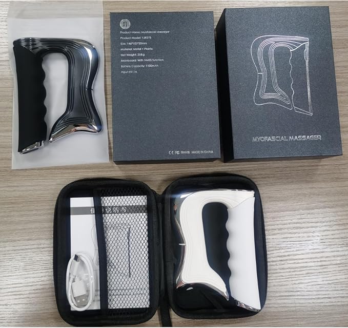 New Electric Fascia Knife Household Fascia Scraping Knife Micro-Current Muscle Relaxation Massager Heating Massager Electric Massager Medical Scraping Knife (Black)