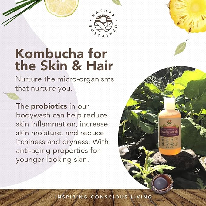 Nature Sustained Organic Body Wash &amp Face Wash – Raw &amp Wildcrafted with Probiotics Soapberry Formula for Eczema &amp Psoriasis - Wild Plants Selected for Sensitive &amp Dry Skin Gallon Le