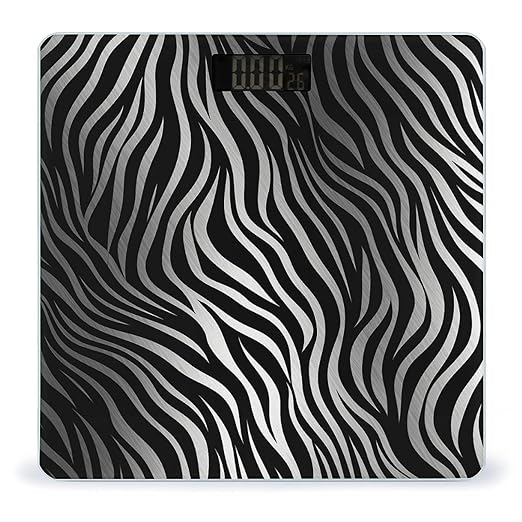 Digital Bathroom Scale for Body Weight Scale with Bright LCD Display High Accuracy Step-On Technology Auto On/Off Zebra Print Digital Scales 400 Lbs /180kg